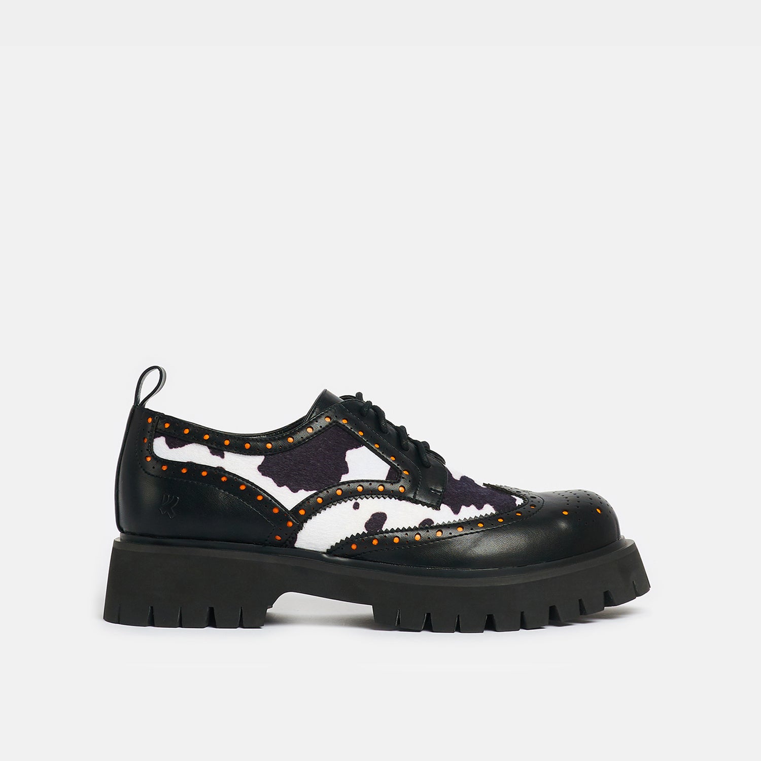 Tibia Cow Print Men's Derby Shoes - Shoes - KOI Footwear - Black - Side View