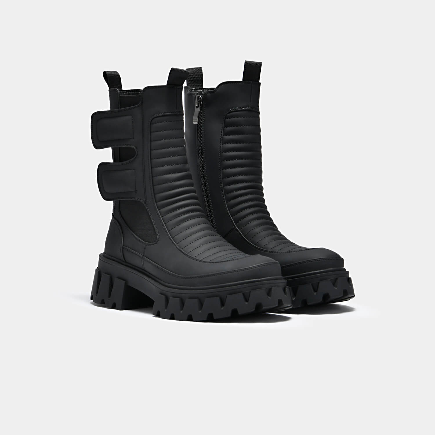 Vader Padded Croft Boots - Ankle Boots - KOI Footwear - Black - Three-Quarter View